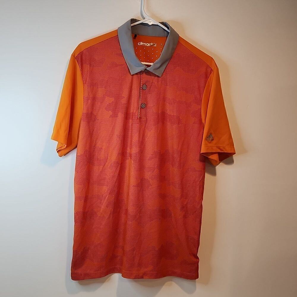 Adidas Climachill Orange Camo Golf Polo Shirt Men's Size XL EUC VERY NICE!! - Picture 2 of 10